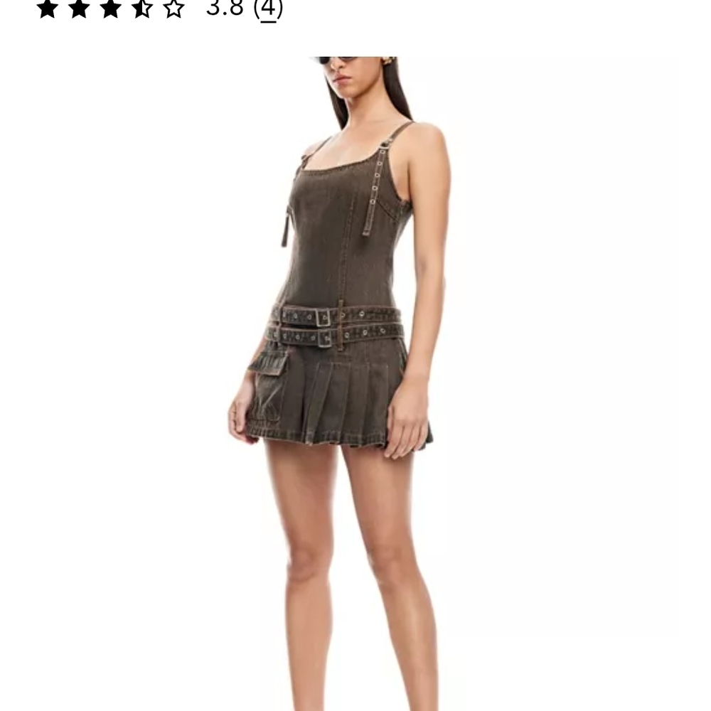 Lioness Biker Denim Mini Dress with Belt